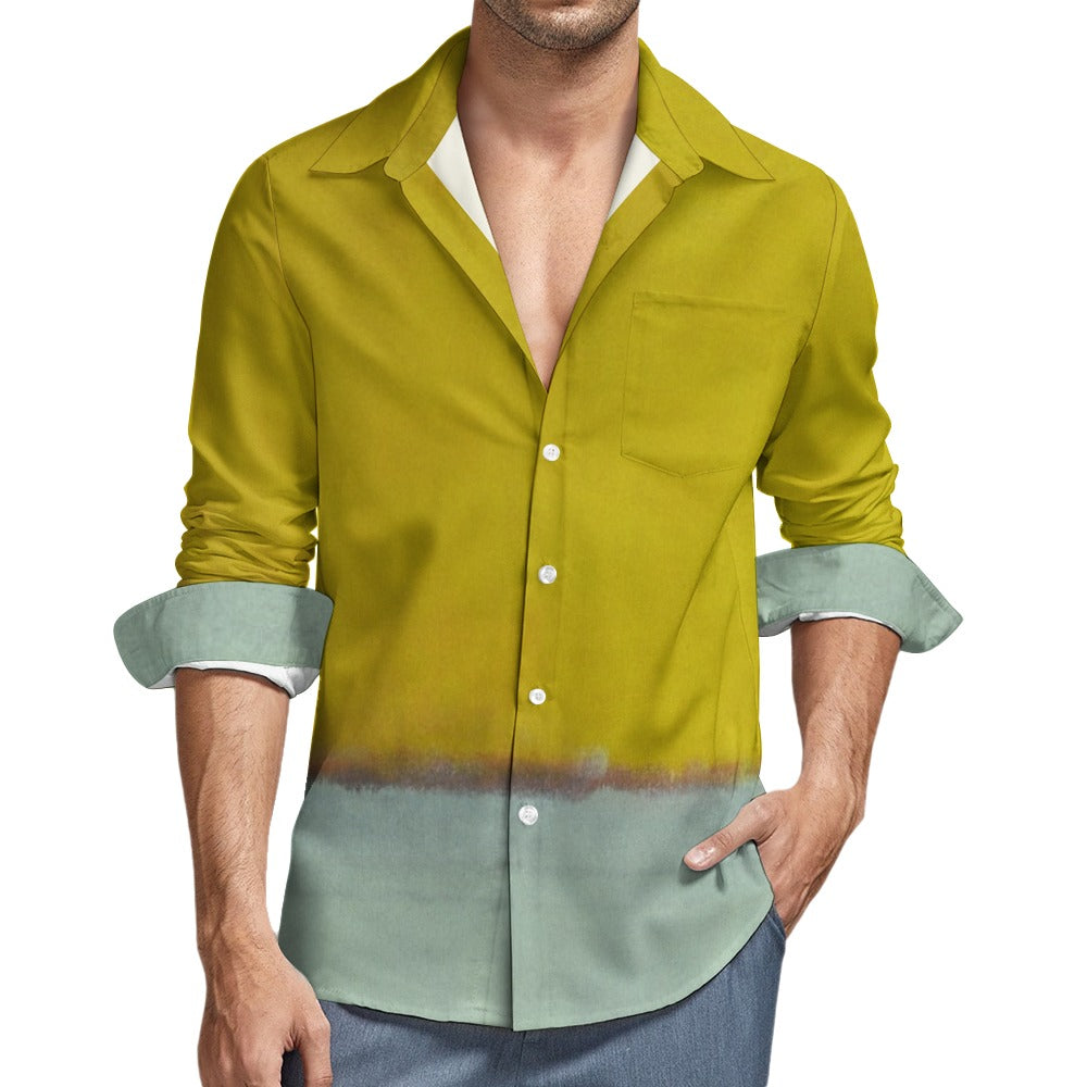 MARK ROTHKO - ABSTRACT - ONE POCKET LONG SLEEVE VELVET SHIRT FOR HIM