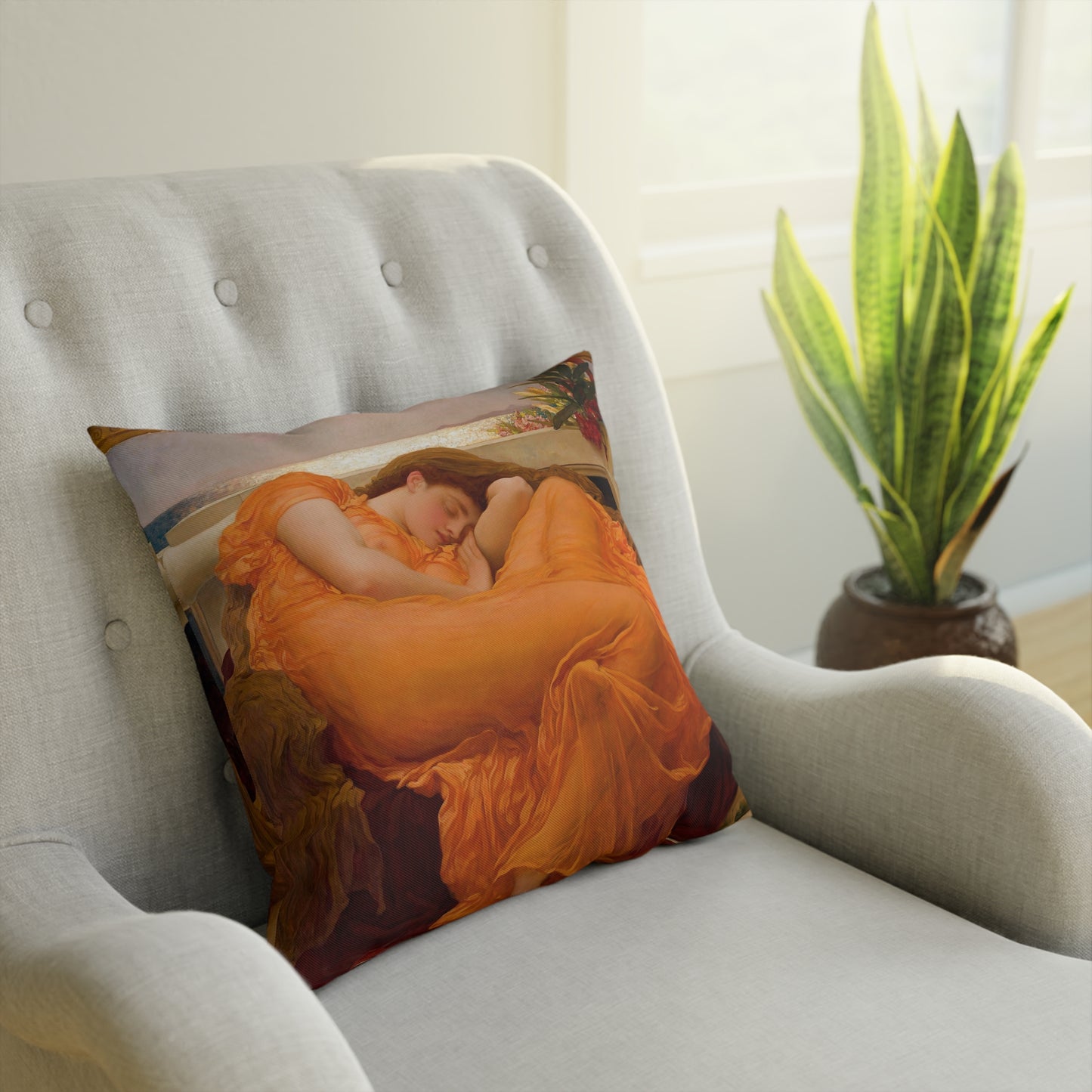 FREDERIC LEIGHTON - FLAMING JUNE - COTTON CUSHION