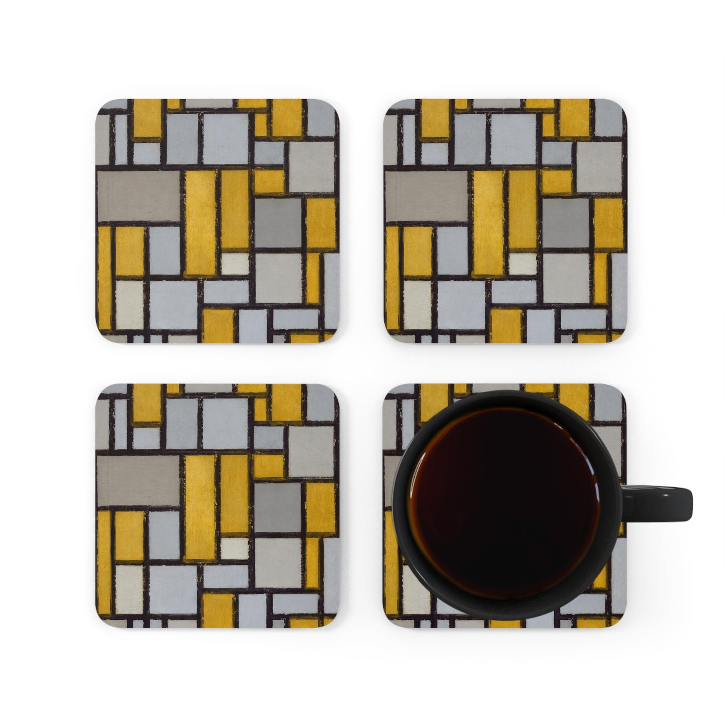 PIET MONDRIAN - COMPOSITION WITH GRID No. 1 - COASTER SET