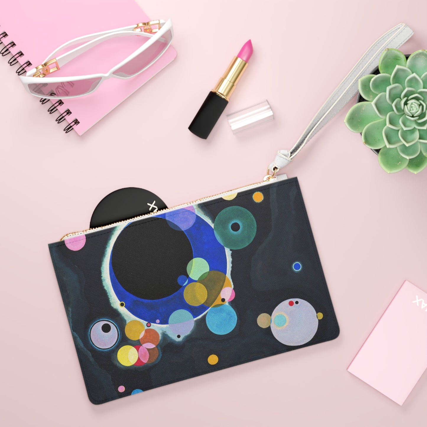 WASSILY KANDINSKY - SEVERAL CIRCLES - VEGAN SAFFIANO PATTERN ART CLUTCH