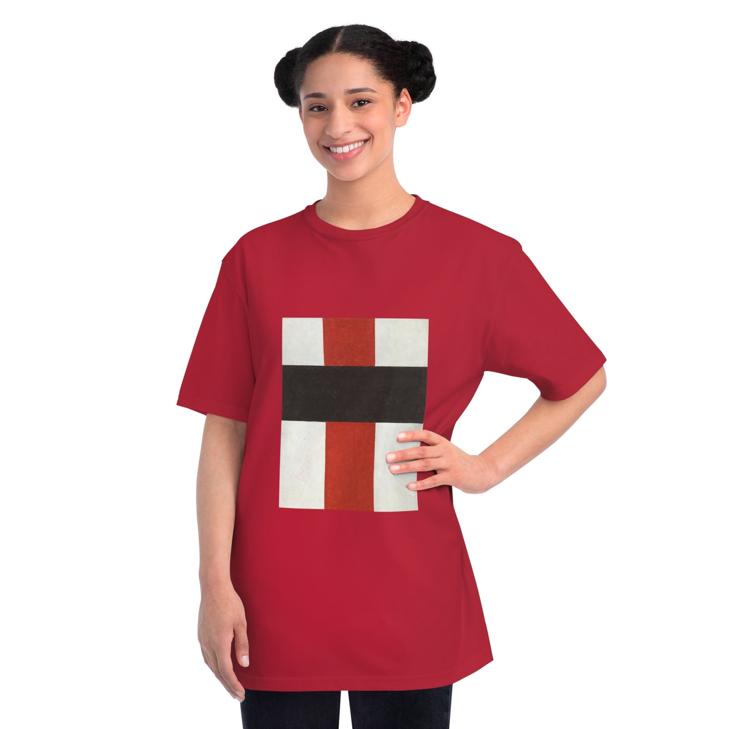 KAZIMIR MALEVICH - LARGE CROSS IN BLACK OVER RED ON WHITE - ORGANIC CLASSIC UNISEX T-SHIRT