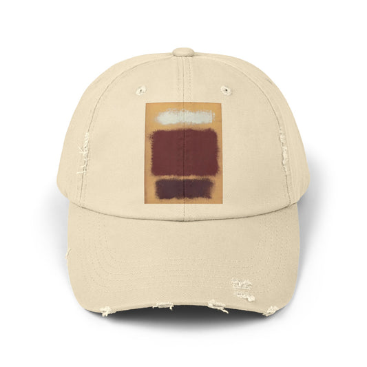 a baseball cap with a painting on it