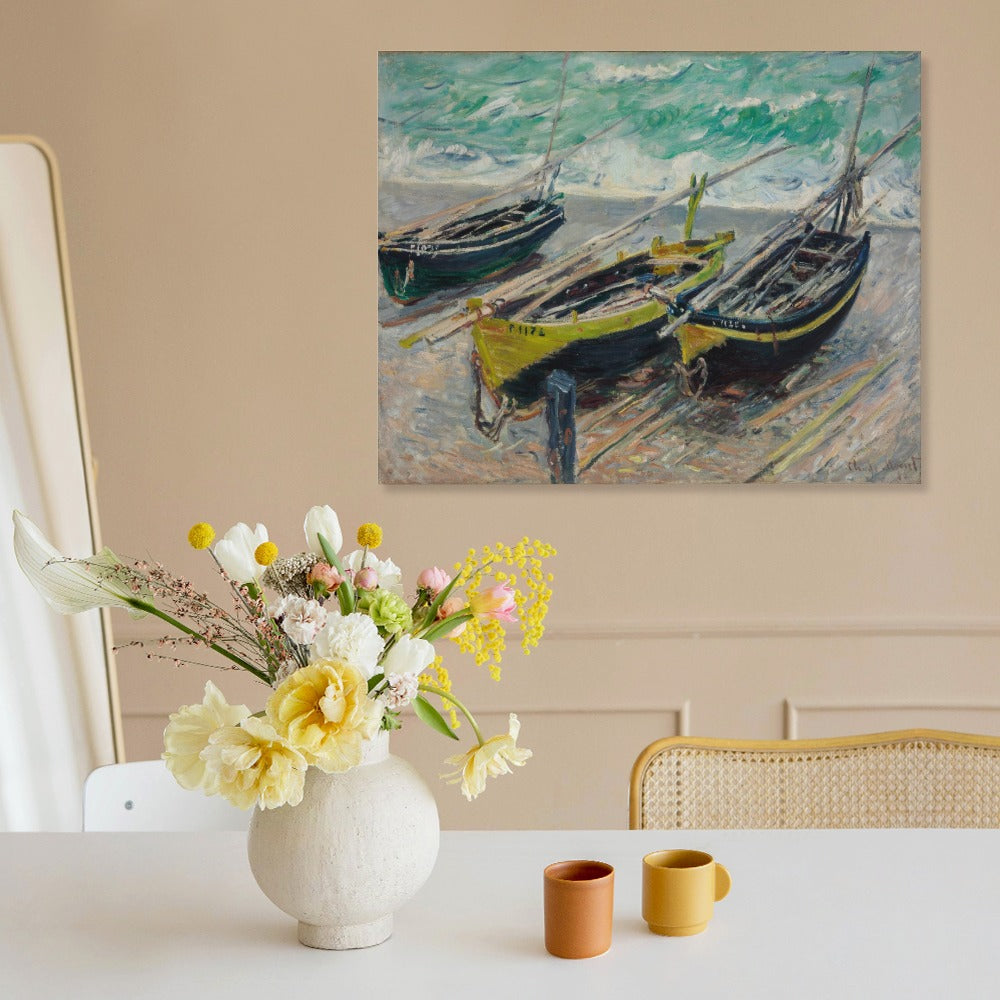 CLAUDE MONET - THREE FISHING BOATS - CANVAS PRINT NO FRAME