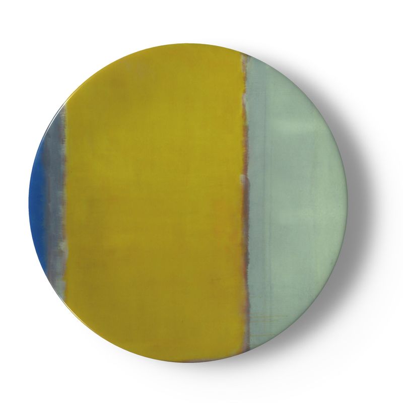 a painting of a yellow and blue circle