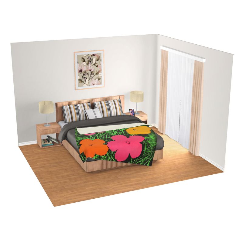 ANDY WARHOL - FLOWERS - POLY FLEECE 2 LAYERS BLANKET
