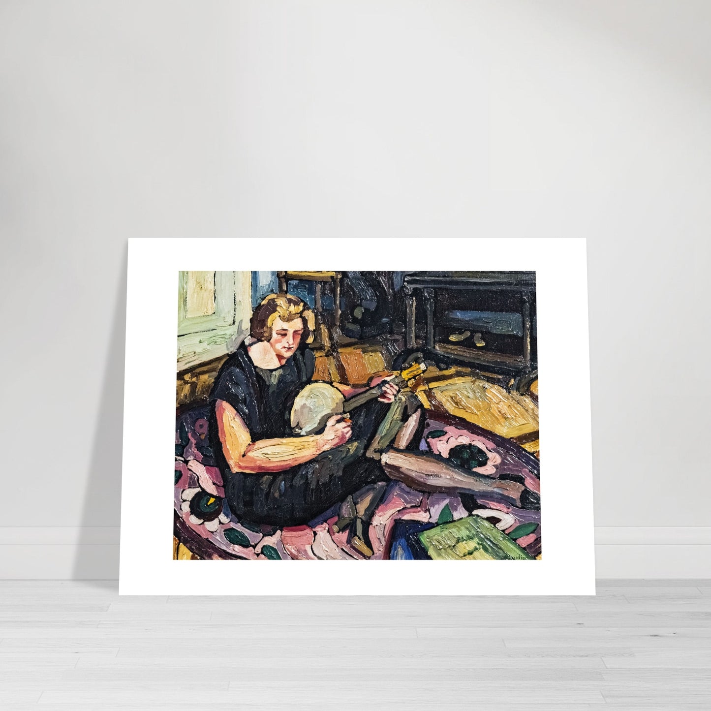 GEORGES GAUDION - LUCE ON THE BANJO IN THE LIVING ROOM IN RABASTENS - CLASSIC MATTER POSTER