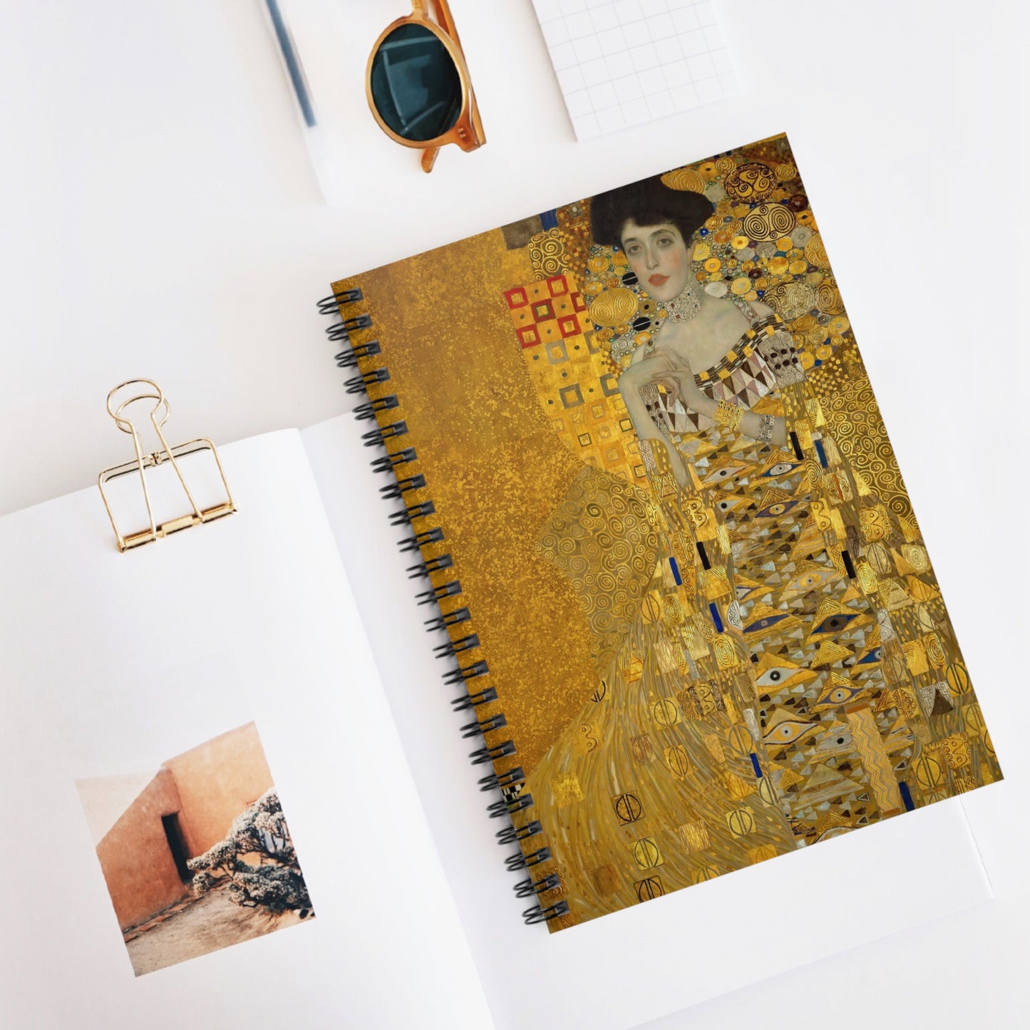 a notebook with a picture of a woman on it