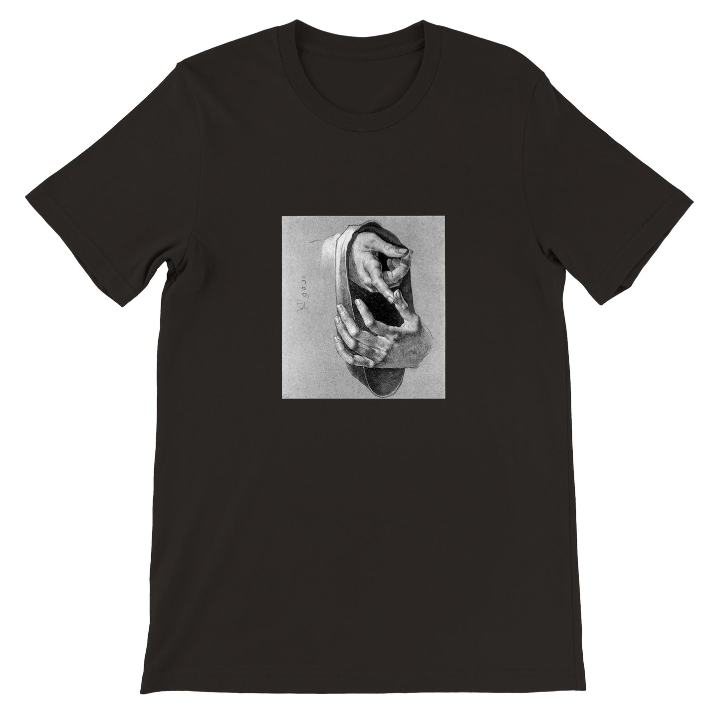 a black t - shirt with art