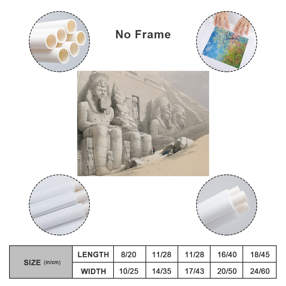 DAVID ROBERTS - THE GREAT TEMPLE OF ABOO SIMBLE NUBIA (1846-1849) - CANVAS PRINT NO FRAME