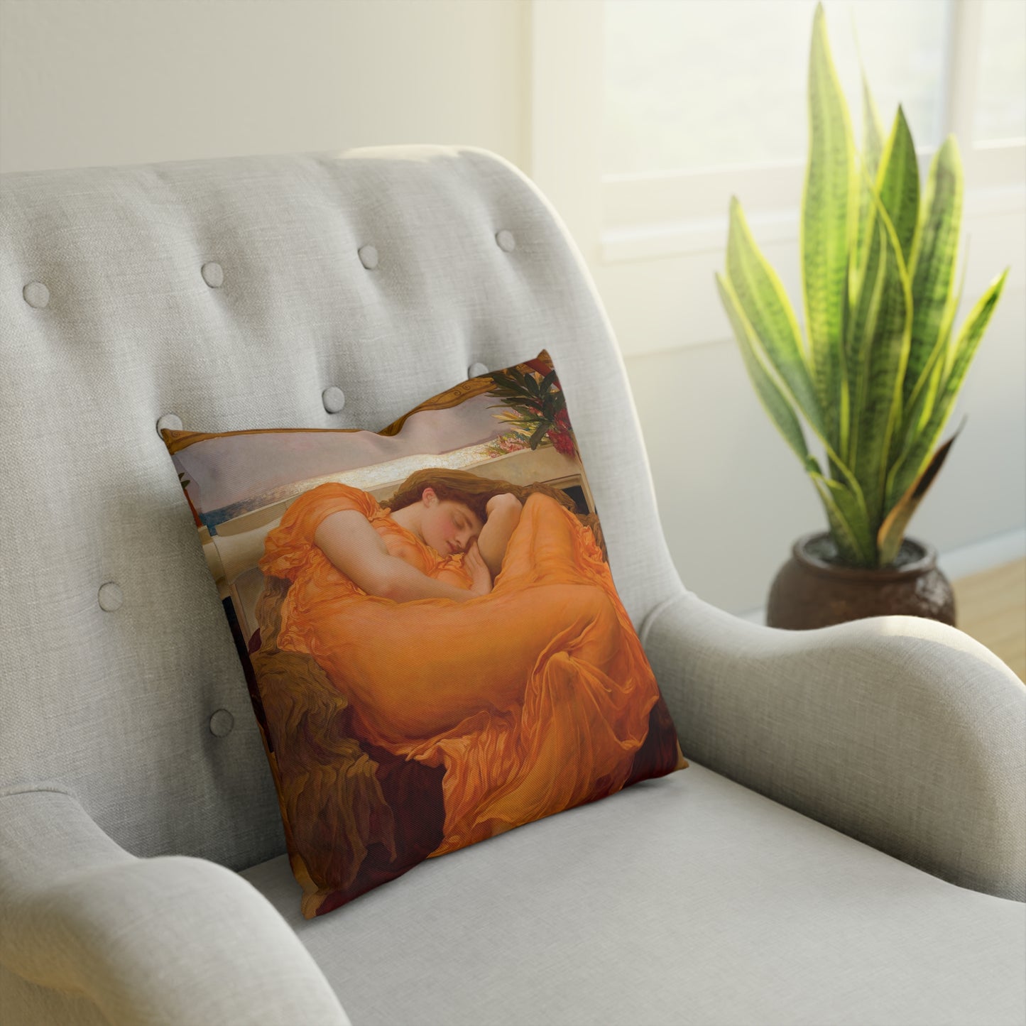 FREDERIC LEIGHTON - FLAMING JUNE - COTTON CUSHION