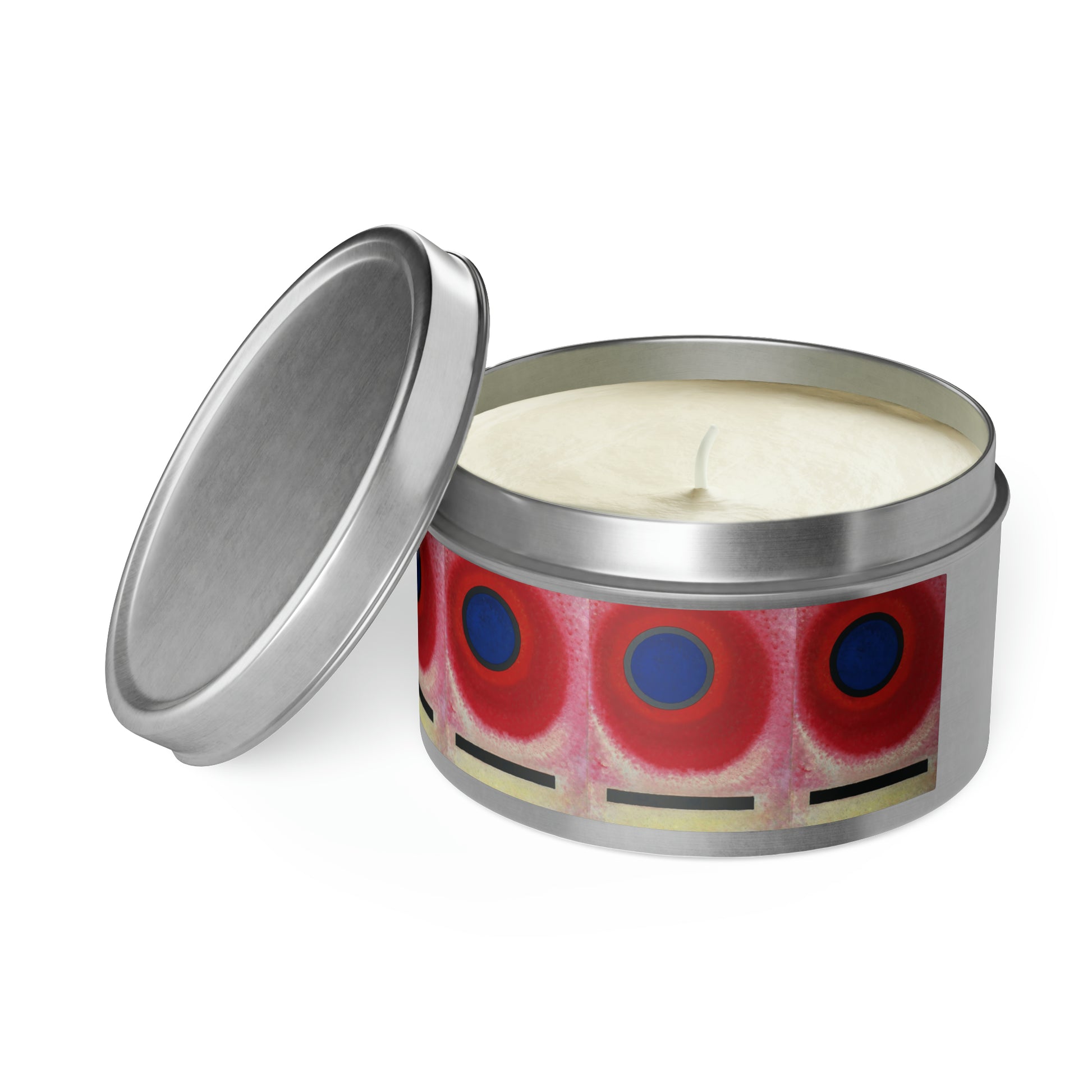 a tin with a candle inside of it