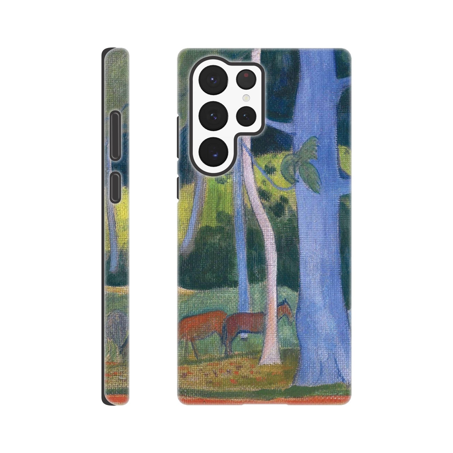 a phone case with a painting of a deer in a forest
