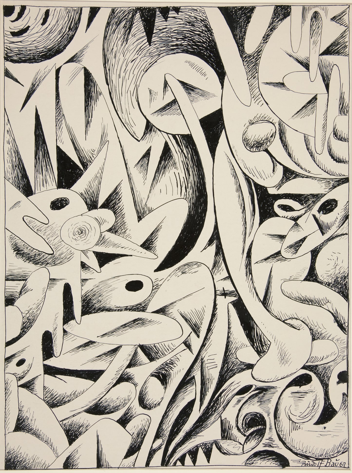 RUDOLF BAUER - UNTITLED (ABSTRACT FORMS) - CAPRI LEGGINGS FOR HER