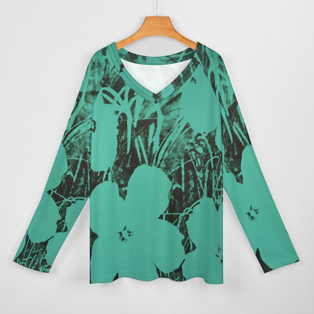 ANDY WARHOL - TEN-FOOT FLOWERS- LONG SLEEVE LOOSE TEE FOR HER 