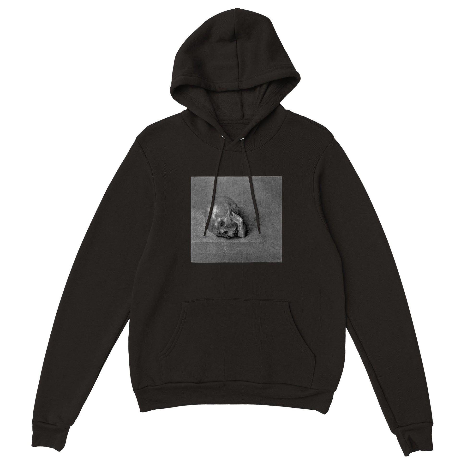 a black hoodie with a picture of a skull