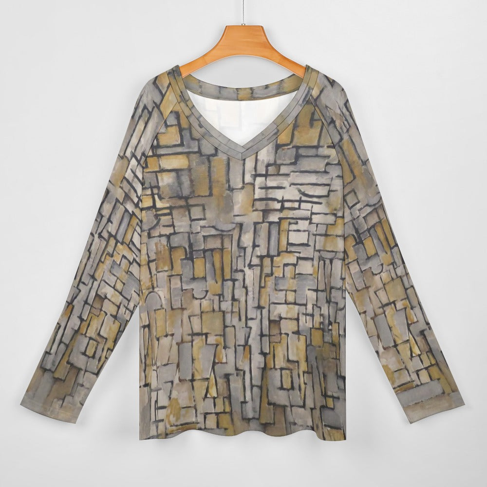 PIET MONDRIAN - TABLEAU No. 2, COMPOSITION No. VII - LONG SLEEVE LOOSE TEE FOR HER