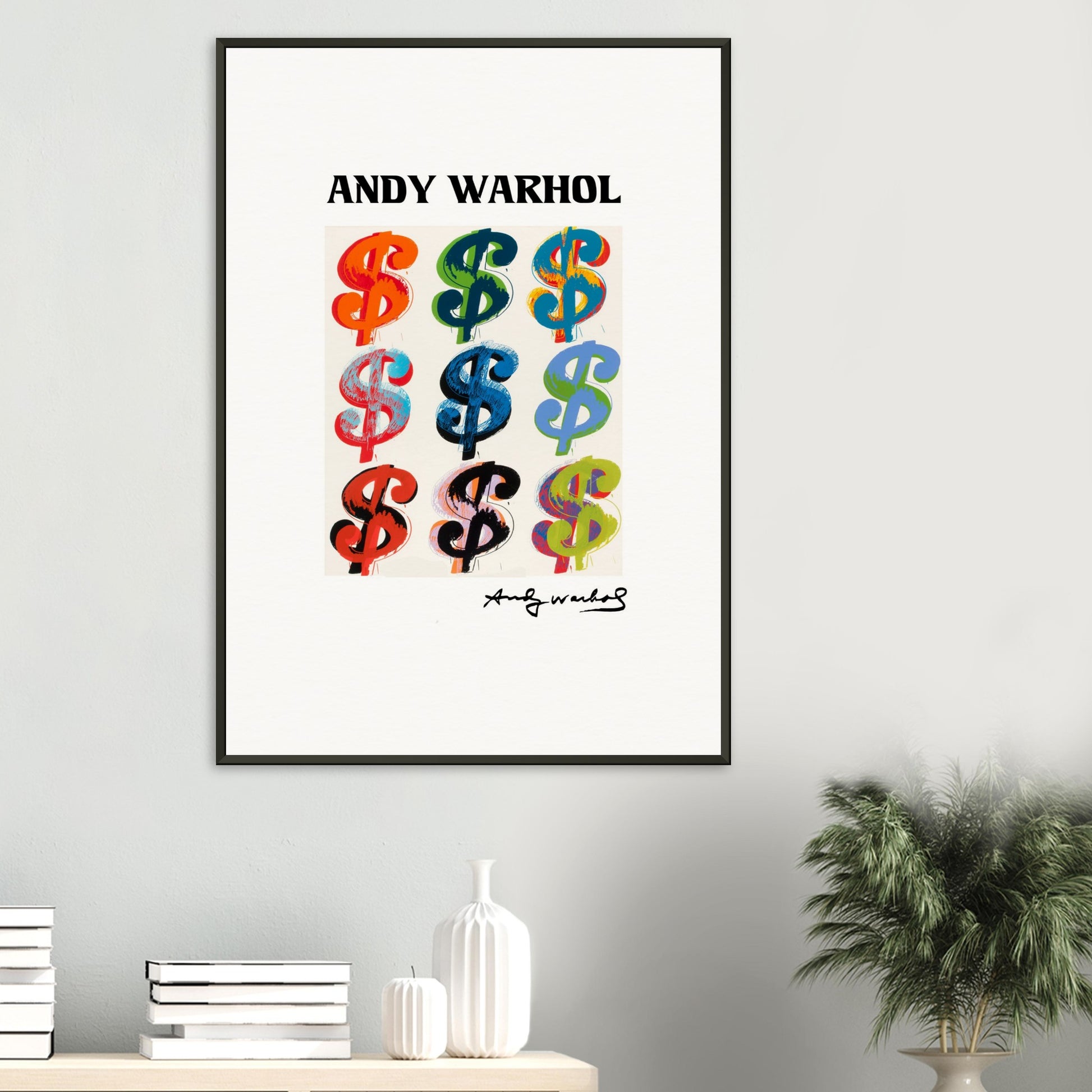 ANDY WARHOL - DOLLAR SIGN - MUSEUM MATTE POSTER IN METAL FRAME