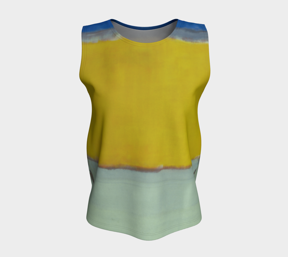 a tank top with a yellow and blue design