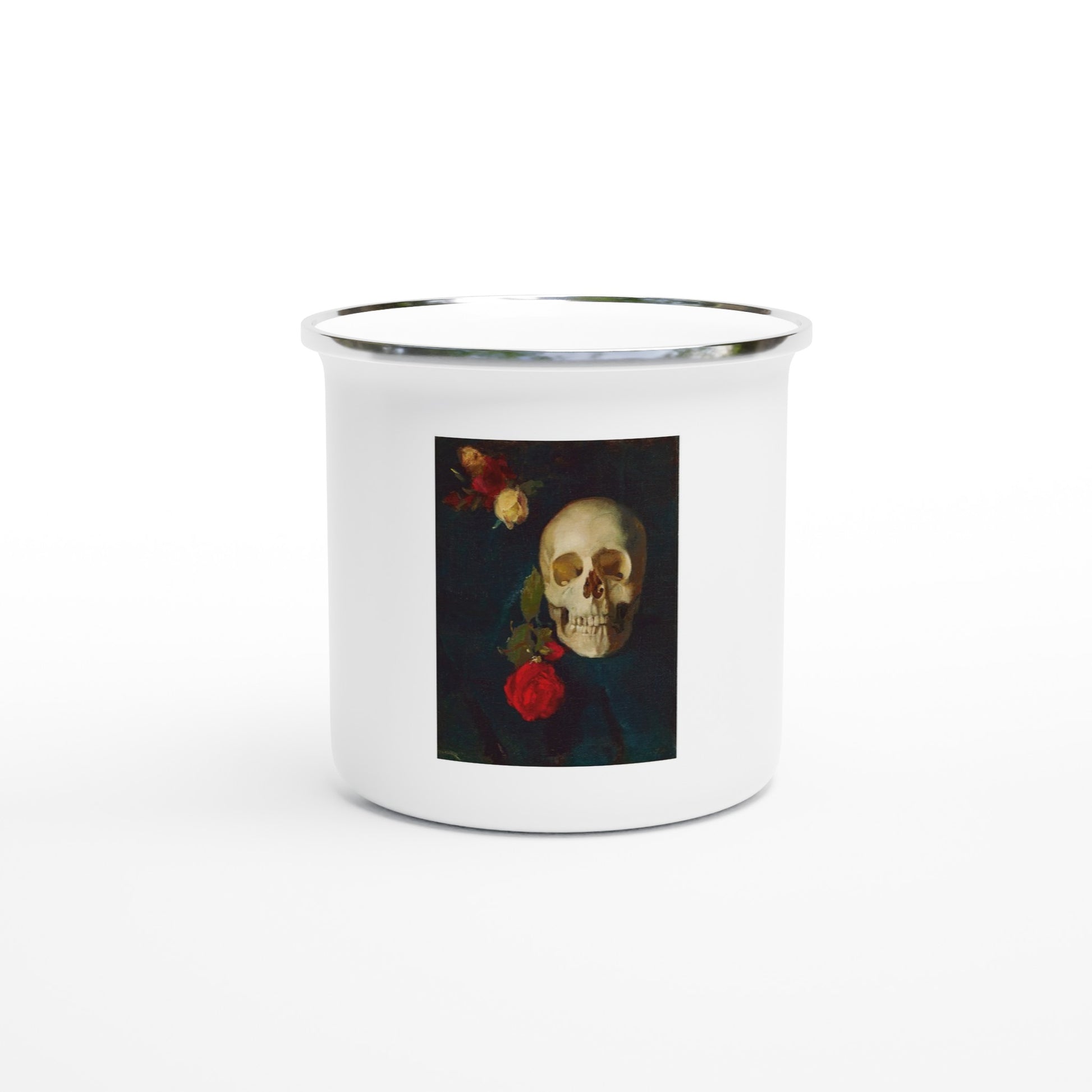 CARL SCHUNCH - SKULL WITH ROSES - 12oz ENAMEL MUG