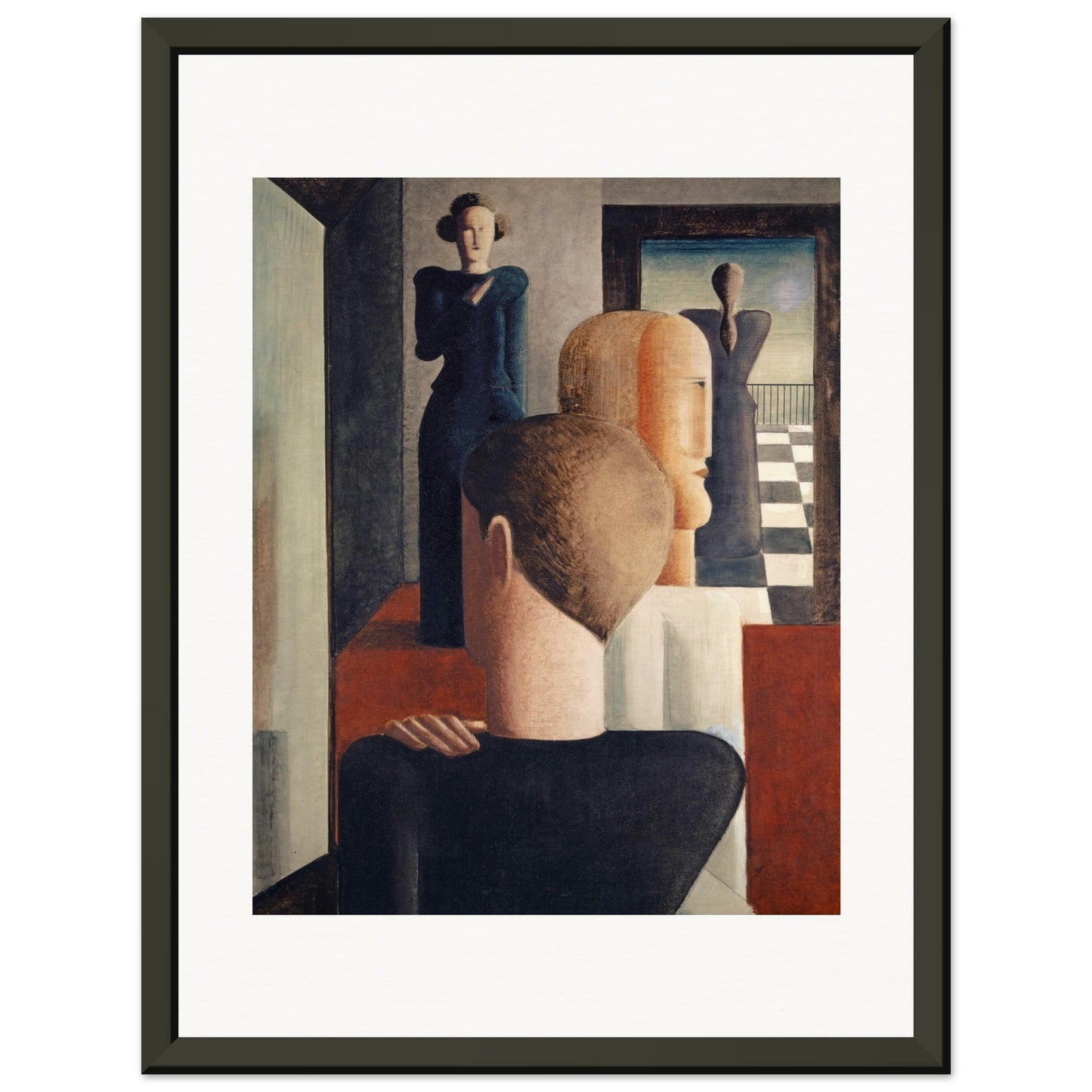 OSKAR SCHLEMMER - FIVE FIGURES IN SPACE (1925) - MUSEUM MATTE POSTER IN METAL FRAME