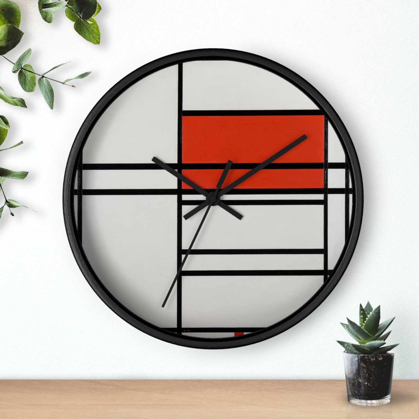 PIET MONDRIAN - COMPOSITION OF RED AND WHITE; Nom 1 - ART CLOCK