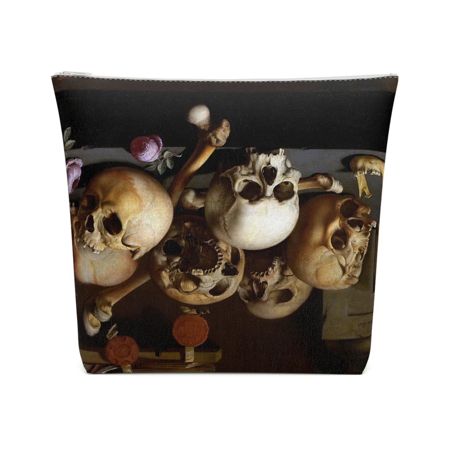 a painting of a bunch of skulls on a table