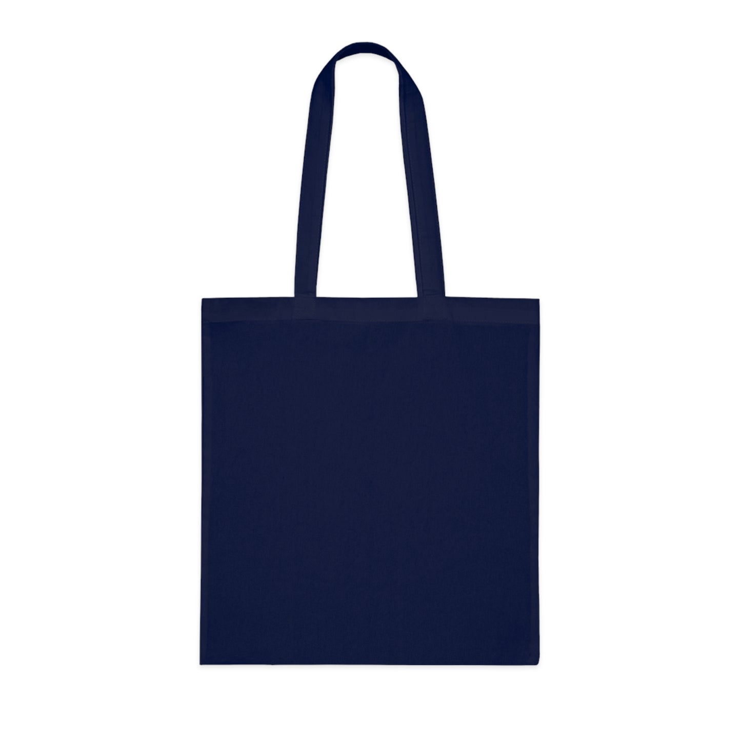 a blue tote bag on a white background