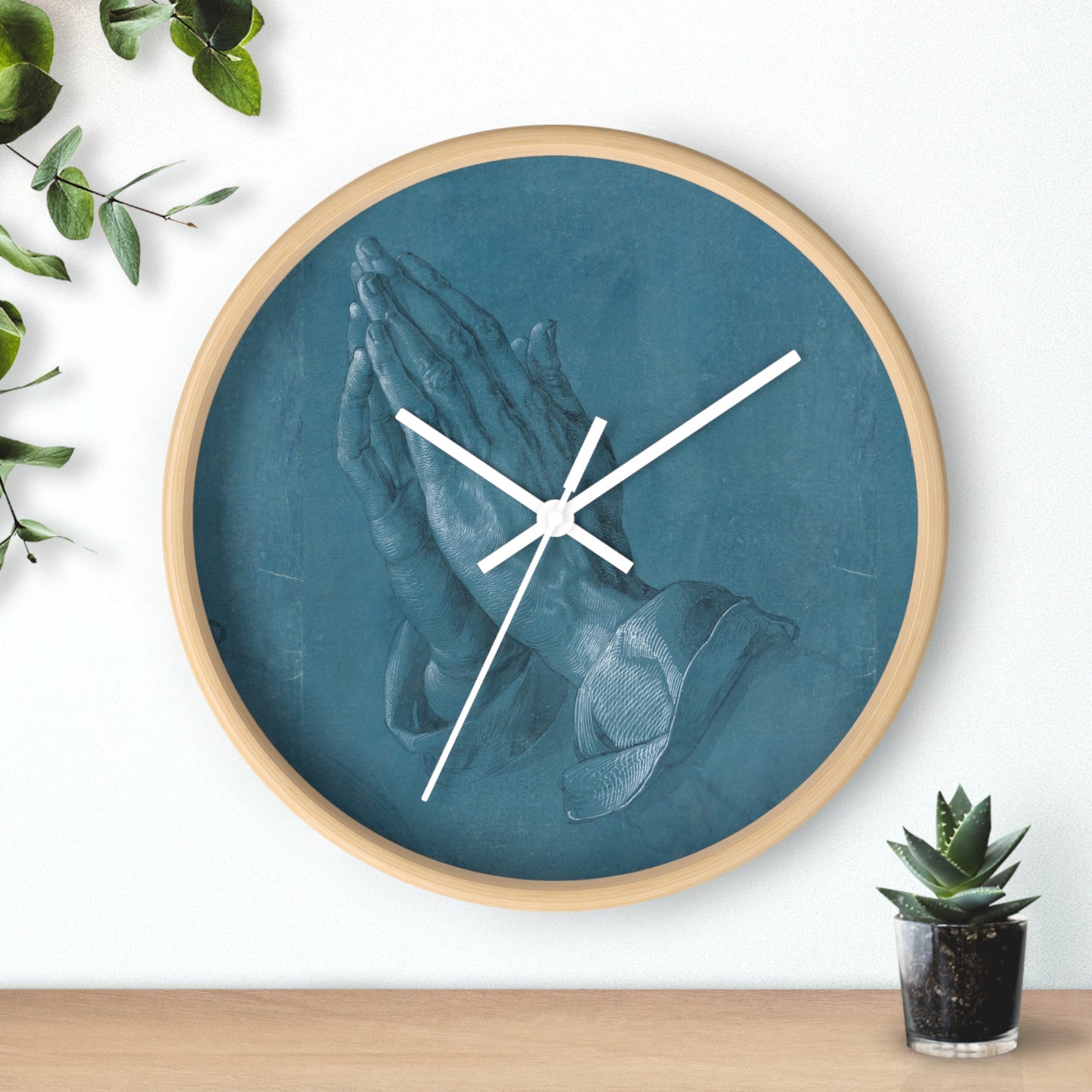 ALBRECHT DURER - PRAYING HANDS - WOODEN WALL ART CLOCK