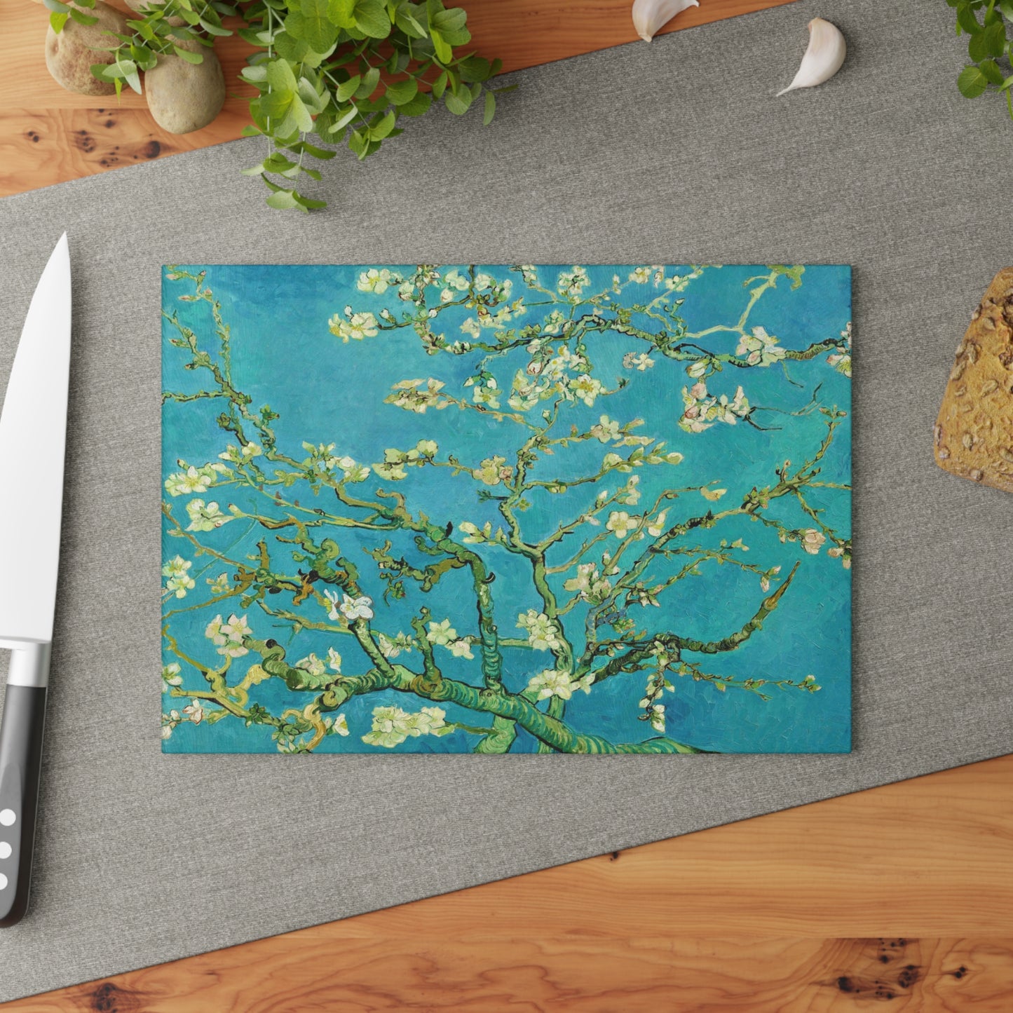 VINCENT VAN GOGH - ALMOND BLOSSOMS - ART GLASS CUTTING BOARD