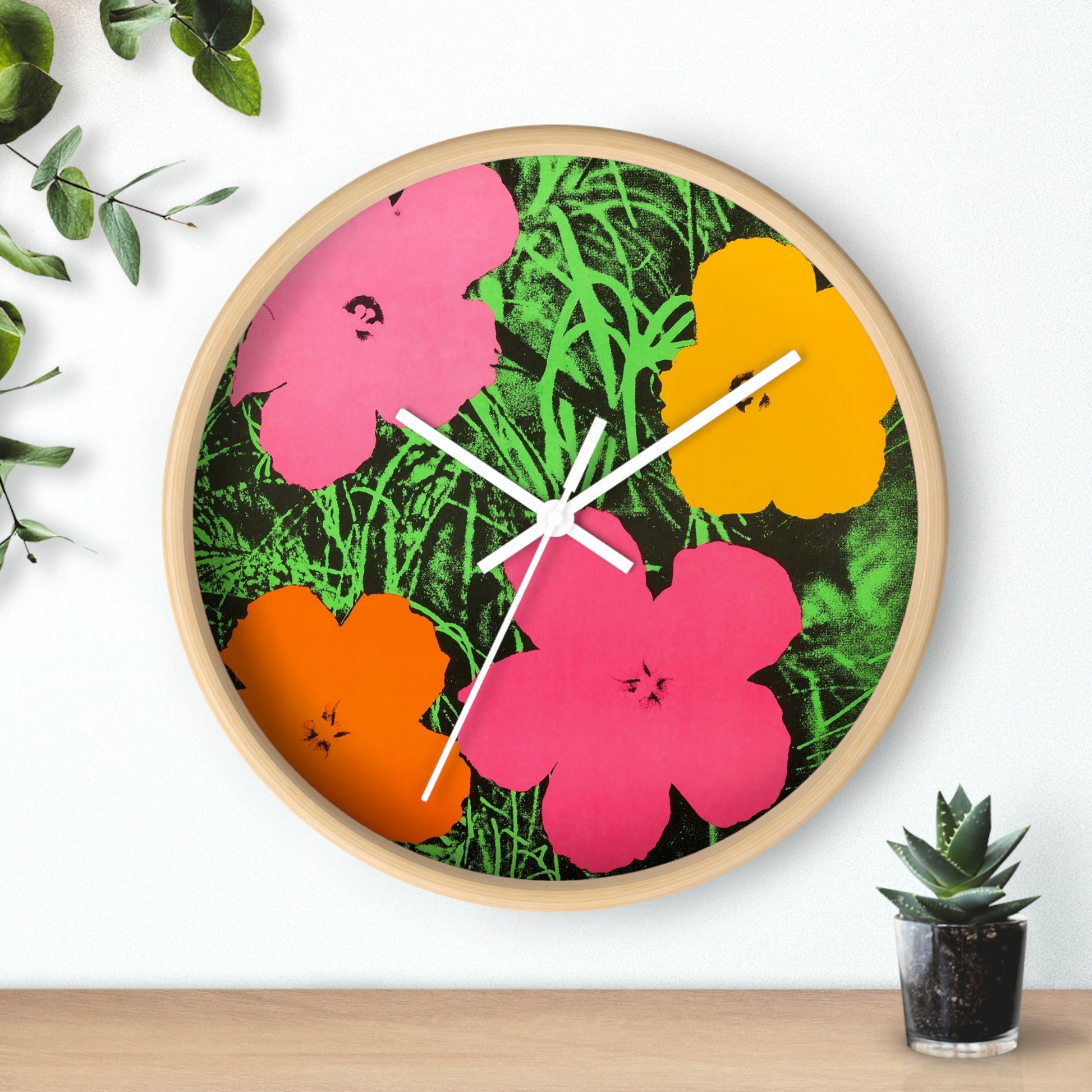 ANDY WARHOL - FLOWERS - WOODEN ART WALL CLOCK - AMAZING!