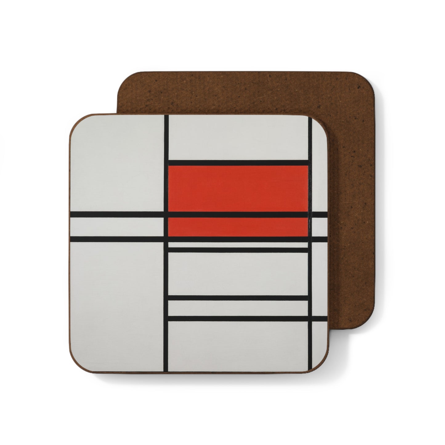 PIET MONDRIAN - COMPOSITION OF RED AND WHITE - HARDBOARD BACK COASTER