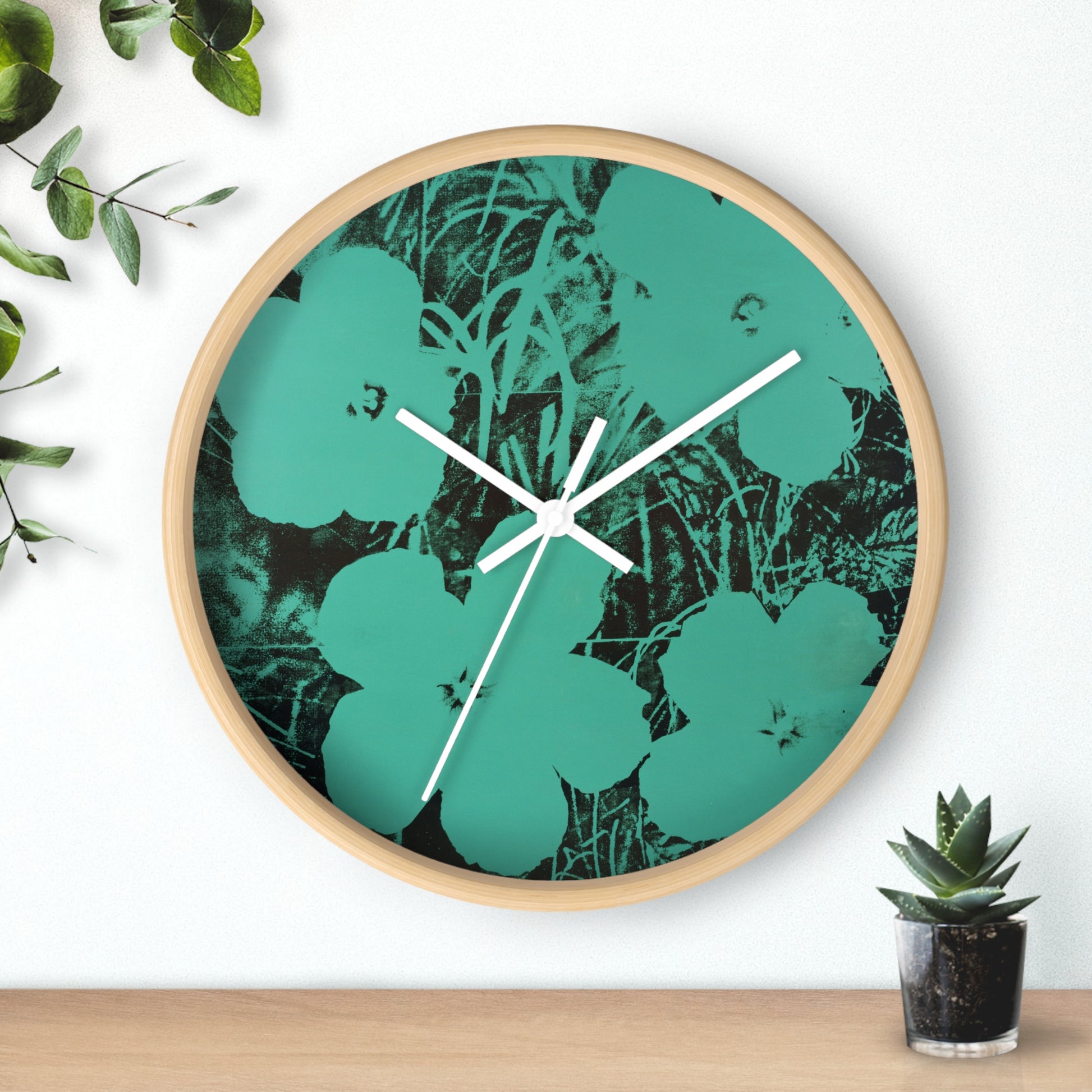 ANDY WARHOL - TEN-FOOT FLOWERS - WOODEN WALL ART CLOCK