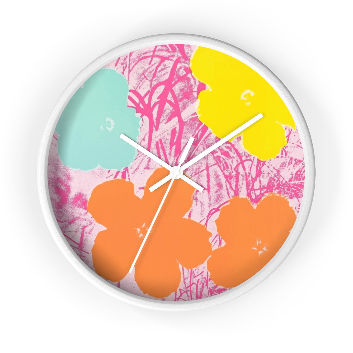 a clock with a painting of flowers on it