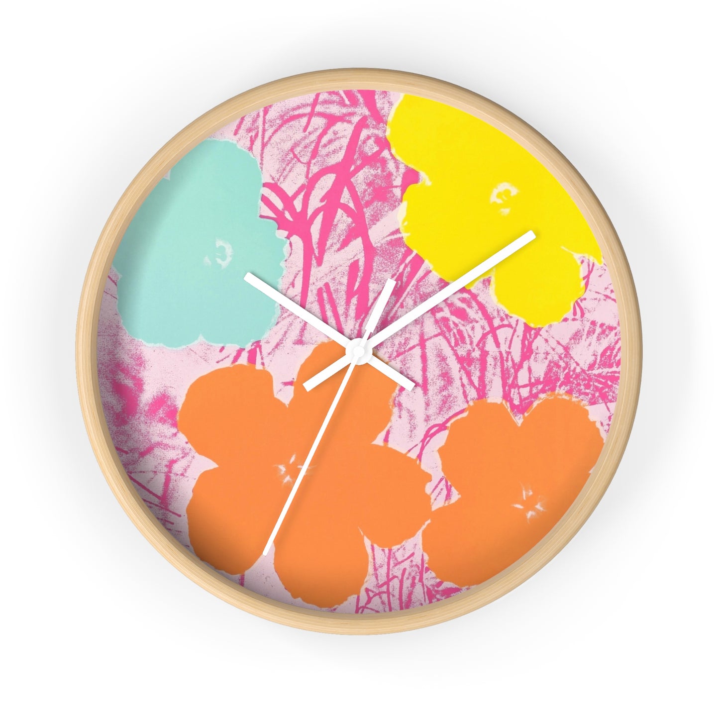 a clock with a painting of flowers on it