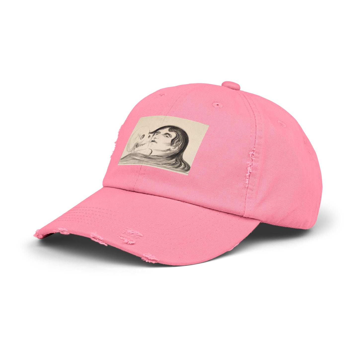 a pink hat with a picture of a man on it