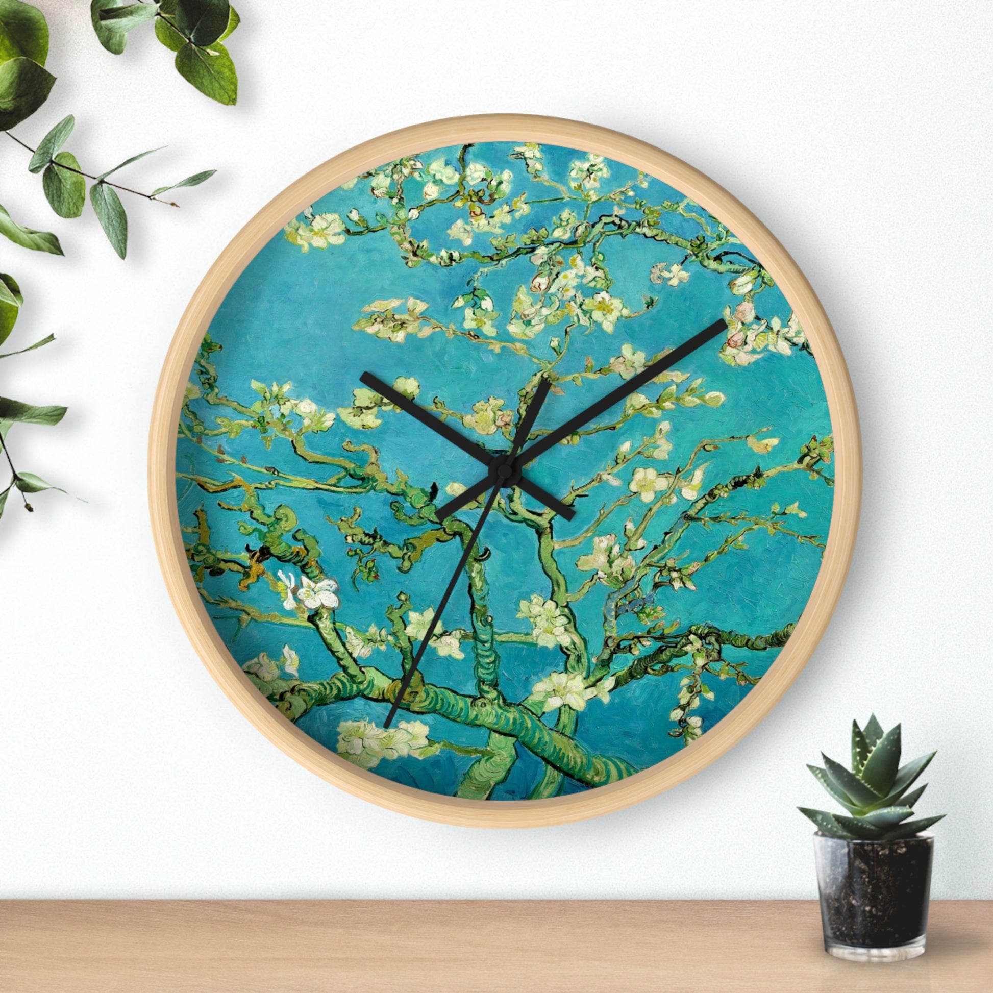 VINCENT VAN GOGH - ALMOND BLOSSOMS - WOODEN WALL CLOCK 