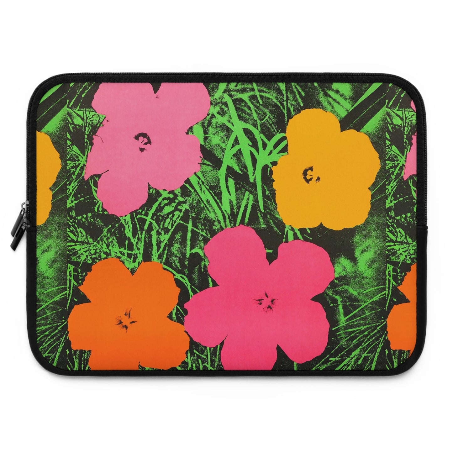 a laptop case with flowers on it