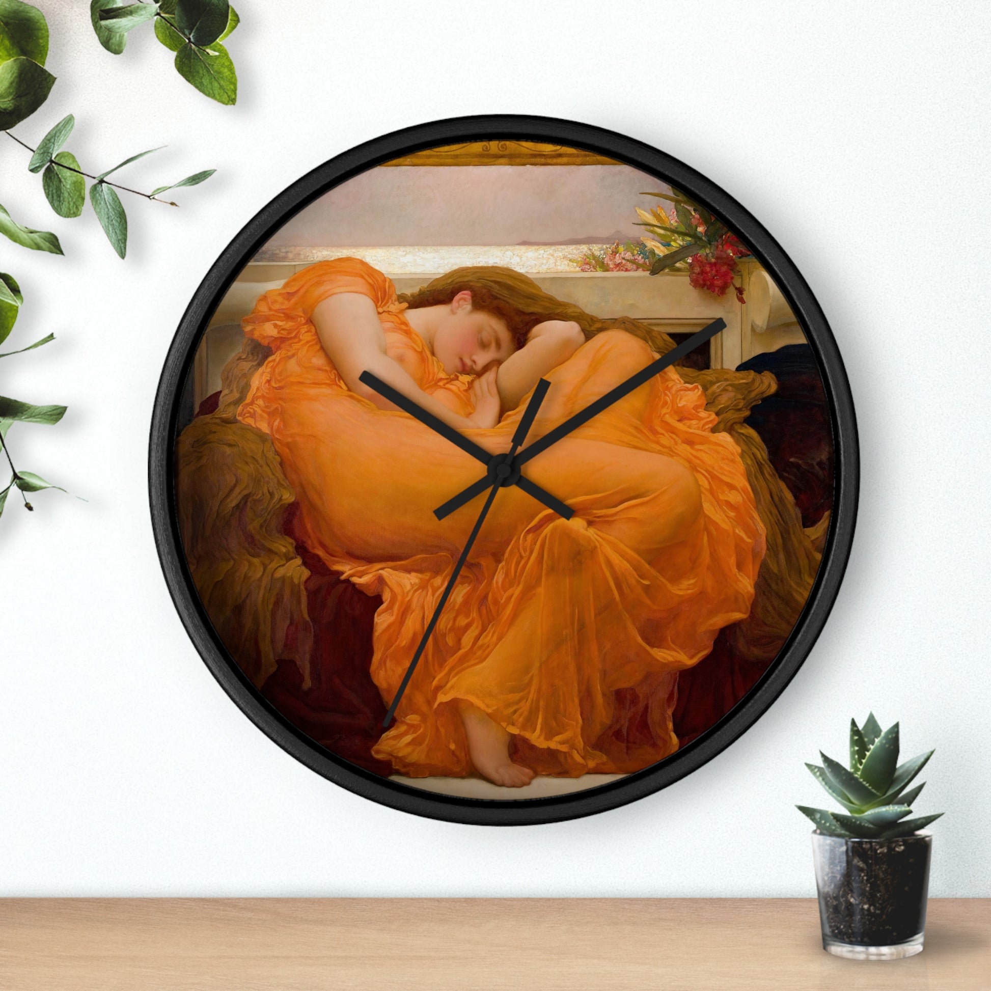 FREDERIC LEIGHTON - FLAMING JUNE - WOODEN WALL ART CLOCK