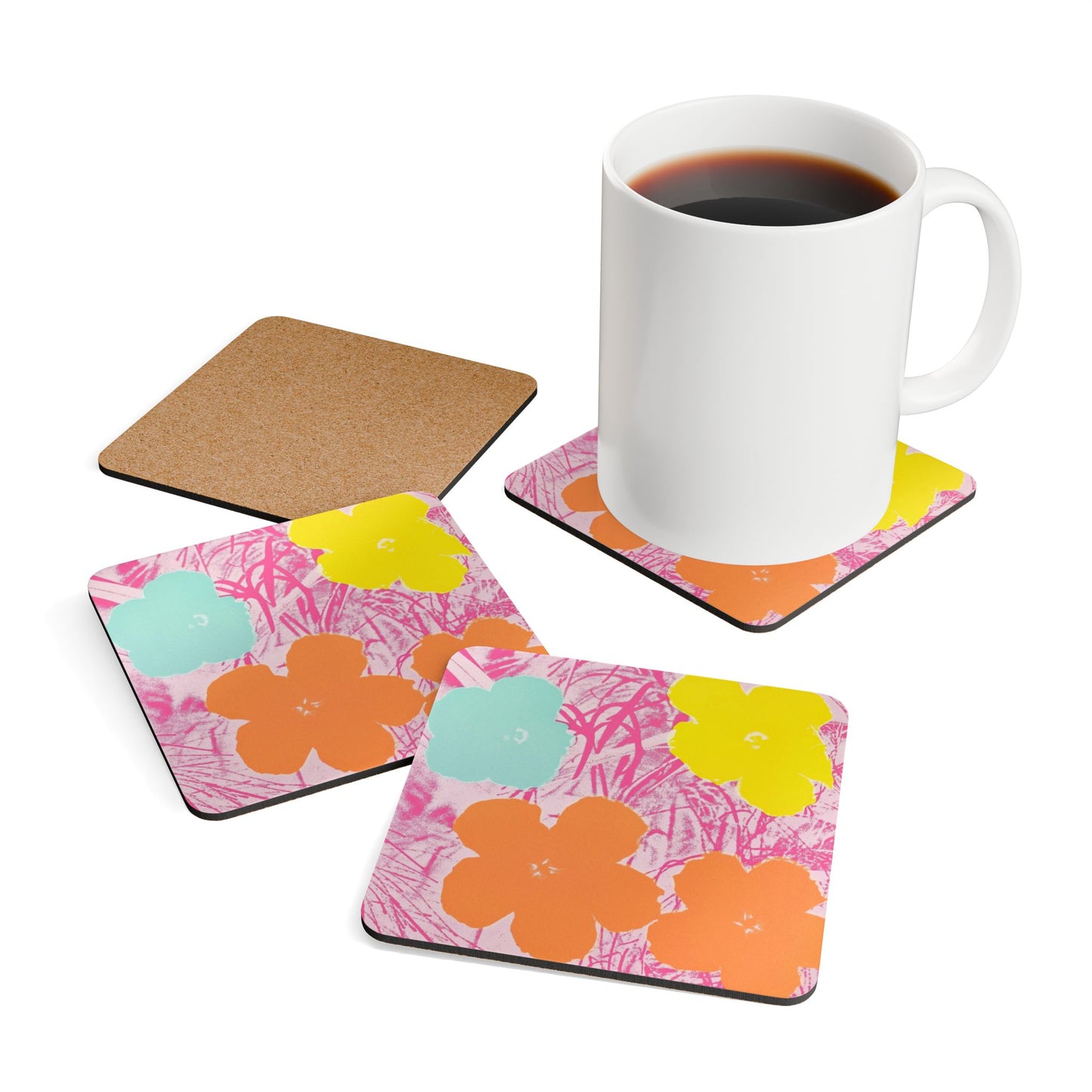 ANDY WARHOL - FLOWERS - CORKWOOD COASTER SET (HOME DECOR)