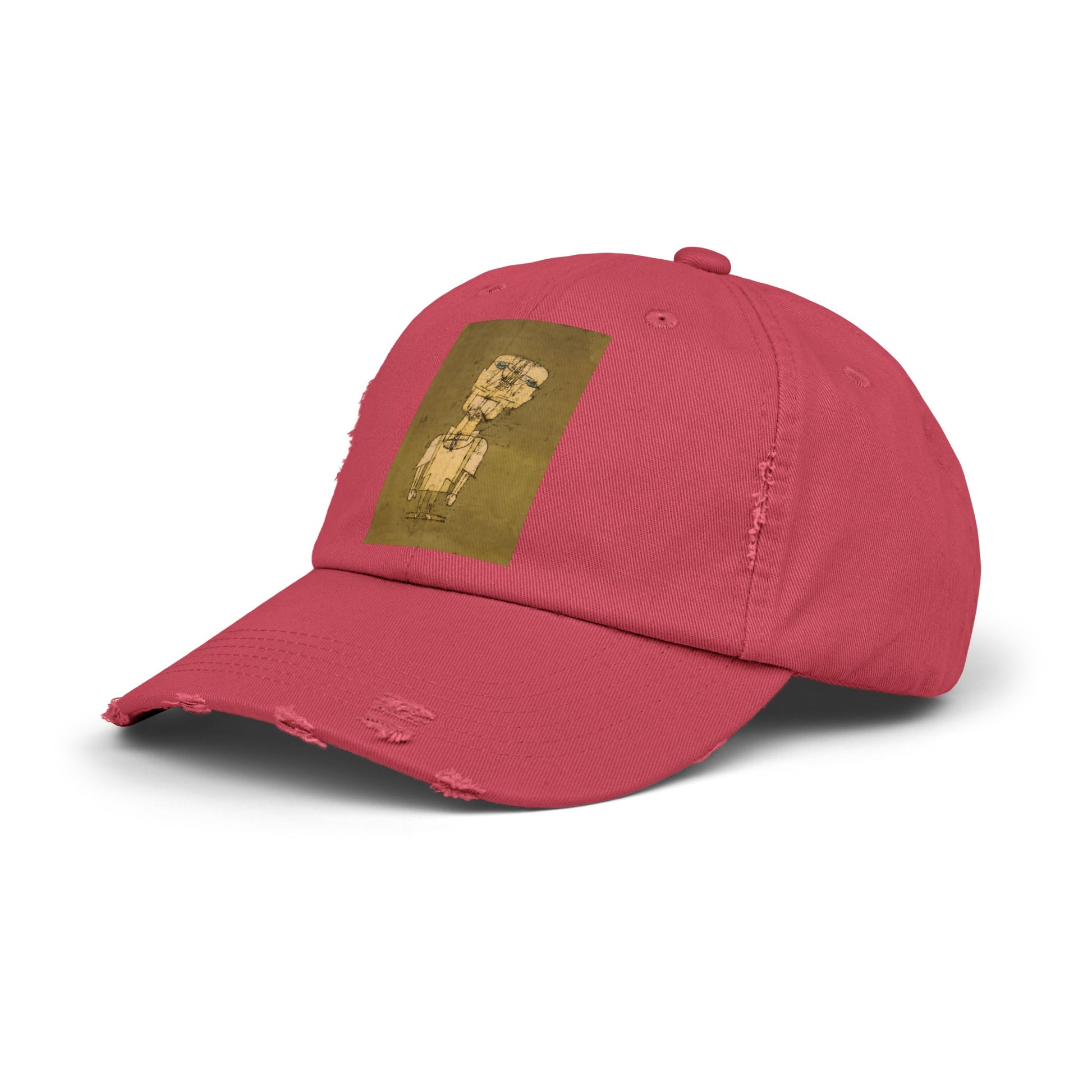 a red hat with a picture of a woman on it