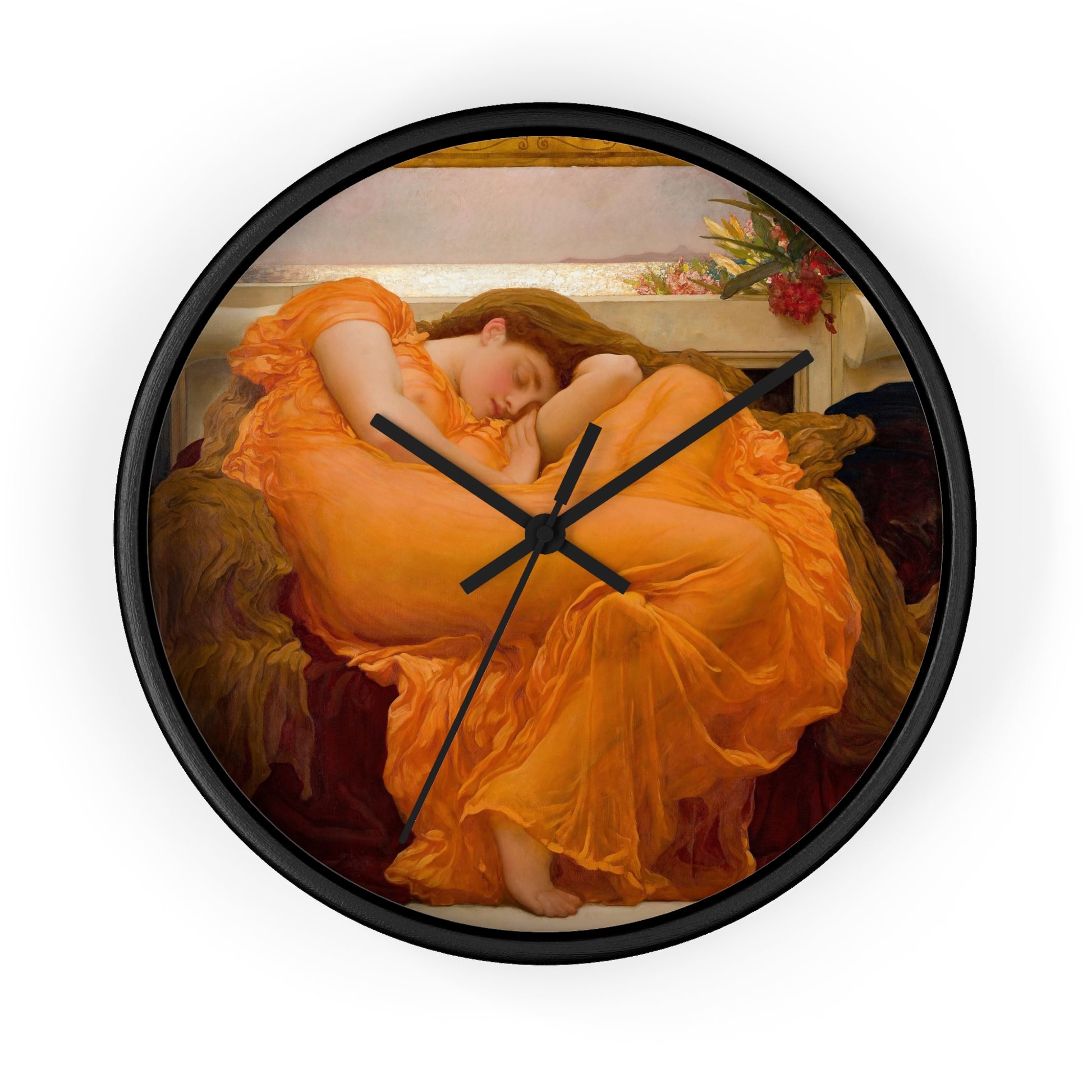 FREDERIC LEIGHTON - FLAMING JUNE - WOODEN WALL ART CLOCK