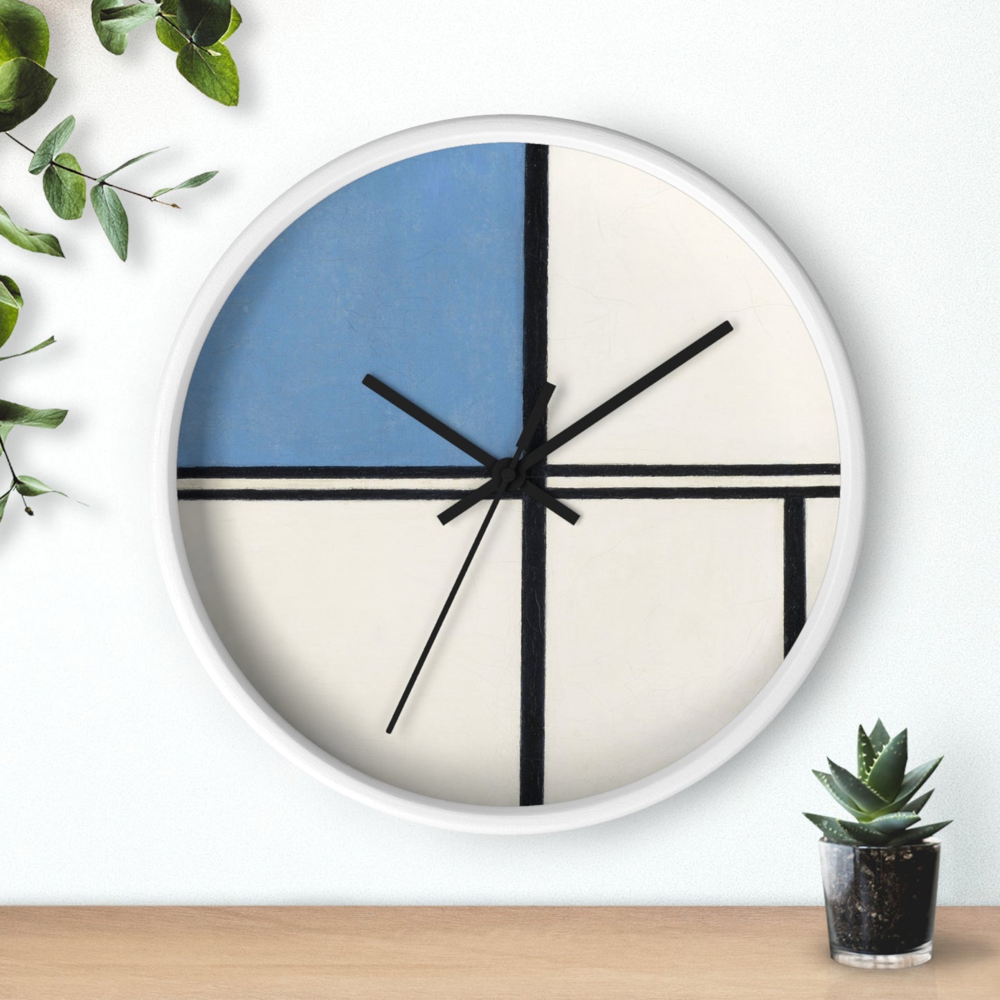 PIET MONDRIAN - COMPOSITION WITH BLUE AND RED - WOODEN WALL ART CLOCK