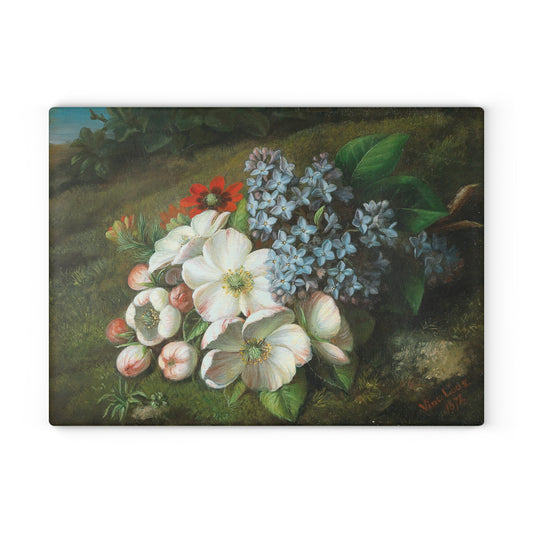 VINCENZ LOOS - APPLE BLOSSOM WITH LILACS AND SUMMER ADONIS - ART GLASS CUTTING BOARD