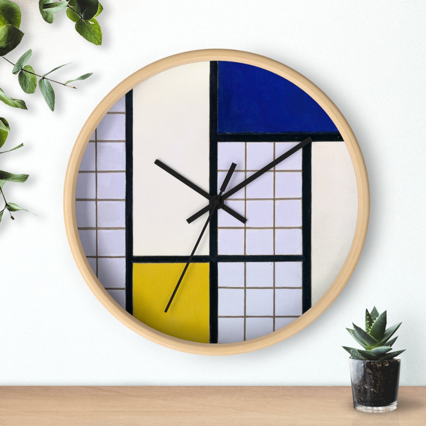 THEO VAN DOESBURG - COMPOSITION IN HALF-TONES - WOODEN ART WALL CLOCK