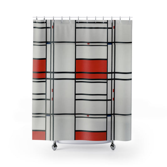 PIET MONDRIAN - COMPOSITION OF RED AND WHITE; Nom 1 - SHOWER CURTAIN