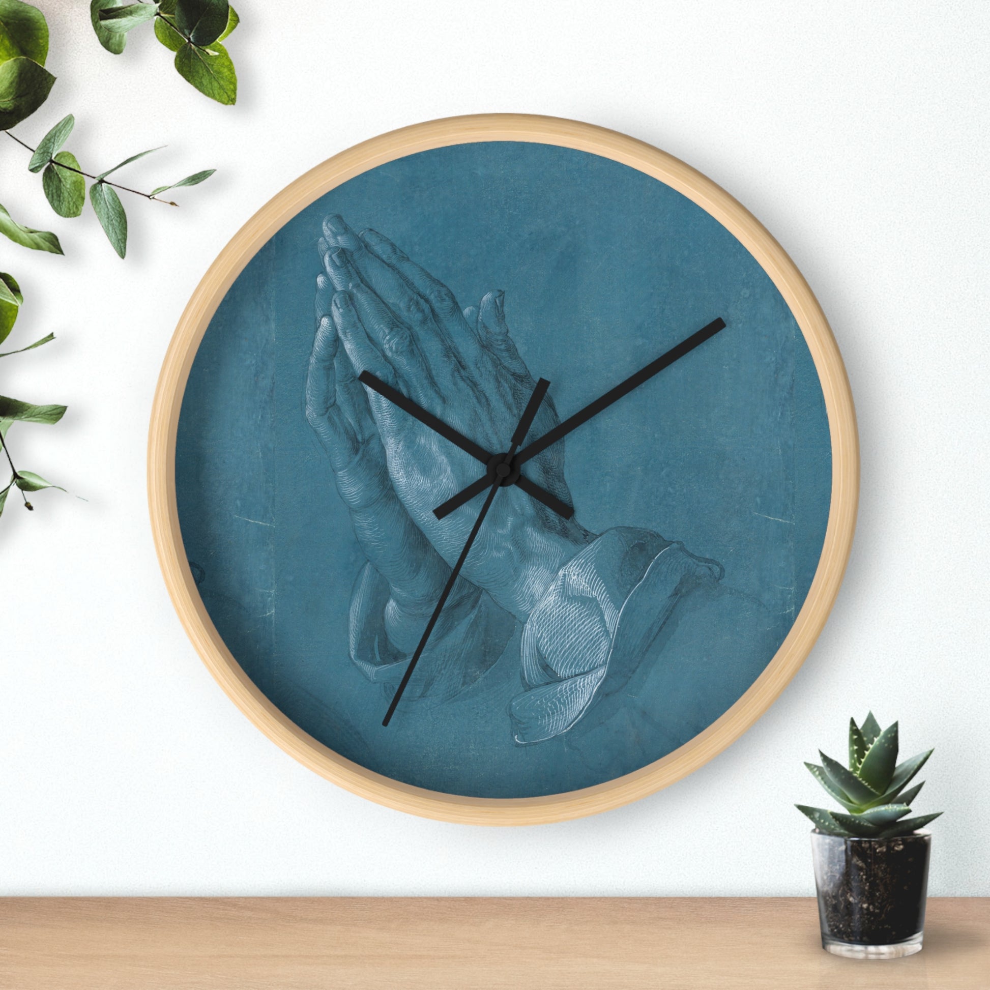 ALBRECHT DURER - PRAYING HANDS - WOODEN WALL ART CLOCK