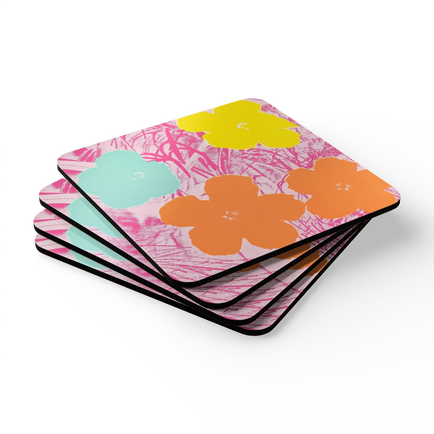 ANDY WARHOL - FLOWERS - CORKWOOD COASTER SET (HOME DECOR)