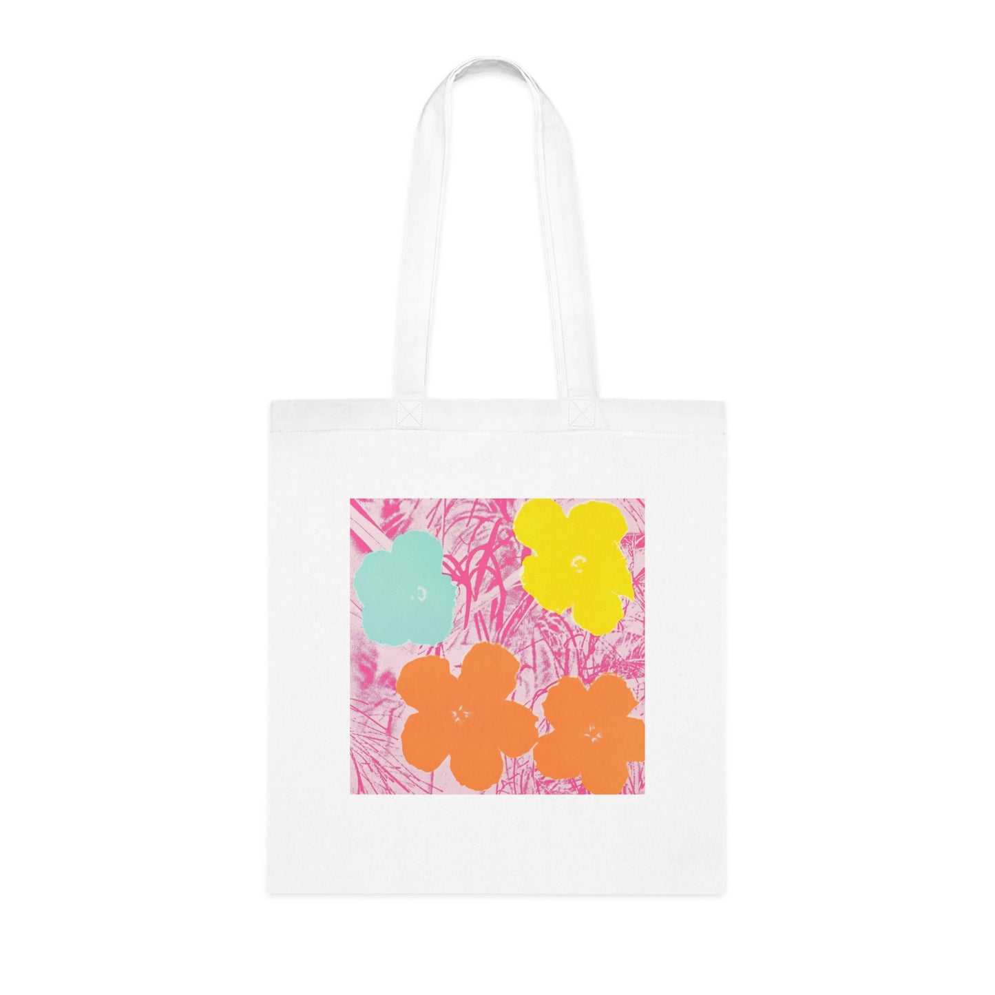 a tote bag with flowers on a white background