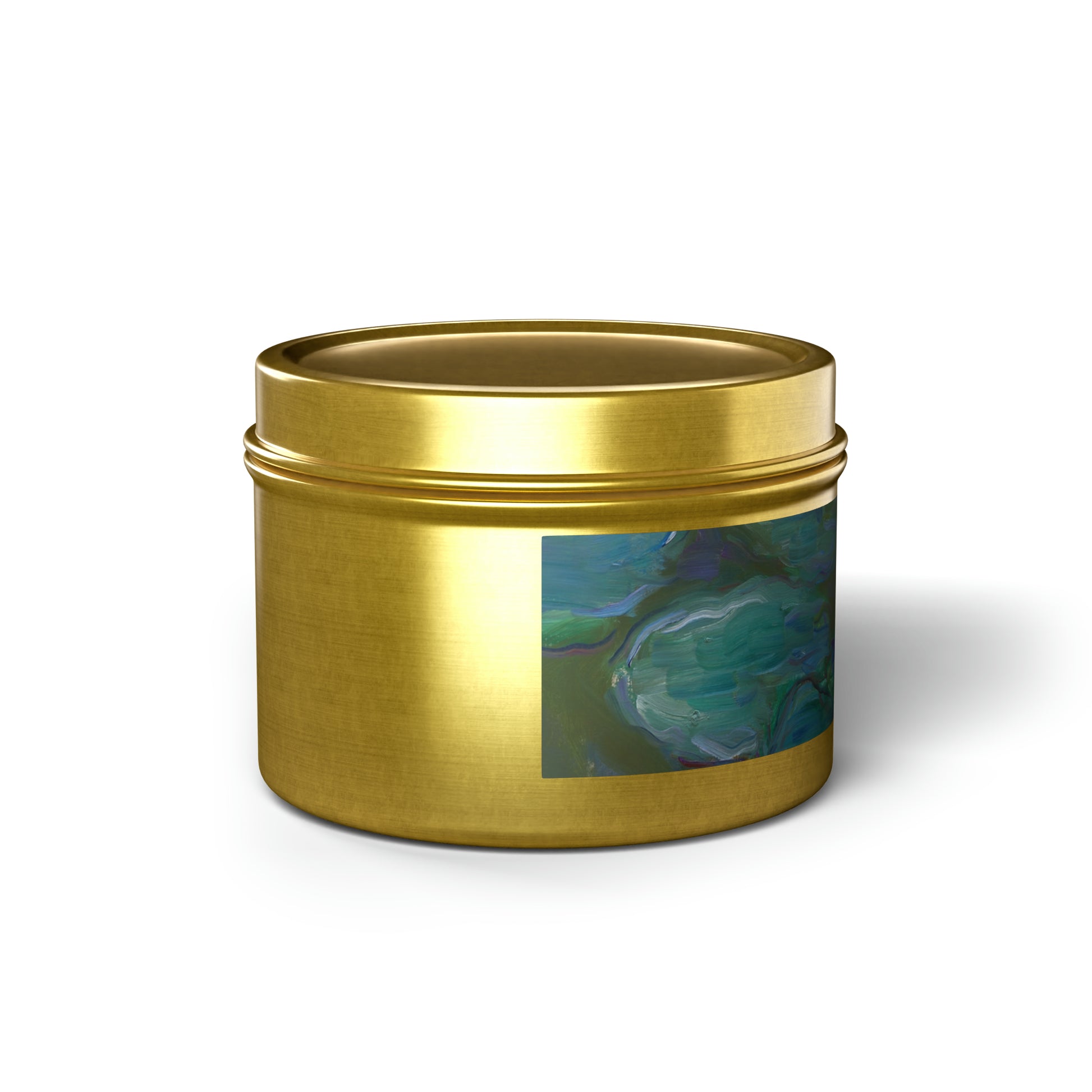 a gold tin with a picture of a bird on it