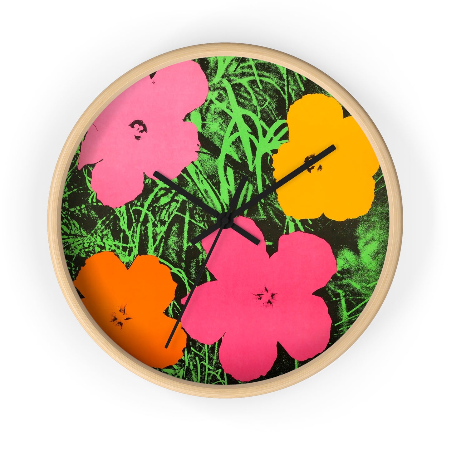 ANDY WARHOL - FLOWERS - WOODEN ART WALL CLOCK - AMAZING!